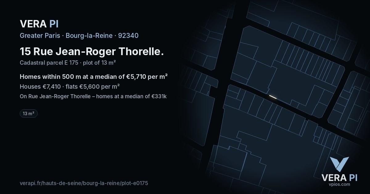 15 Rue Jean-Roger Thorelle, Bourg-la-Reine at night – the plot lit, the parcels around coloured by the prices near them