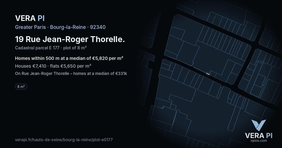 19 Rue Jean-Roger Thorelle, Bourg-la-Reine at night – the plot lit, the parcels around coloured by the prices near them