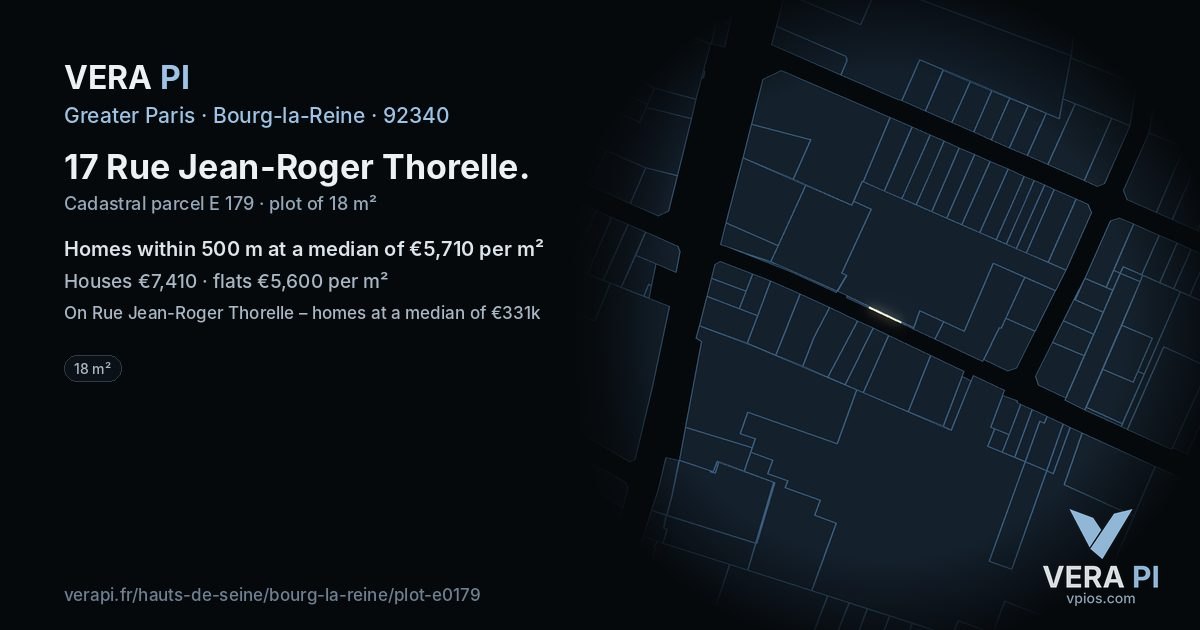 17 Rue Jean-Roger Thorelle, Bourg-la-Reine at night – the plot lit, the parcels around coloured by the prices near them