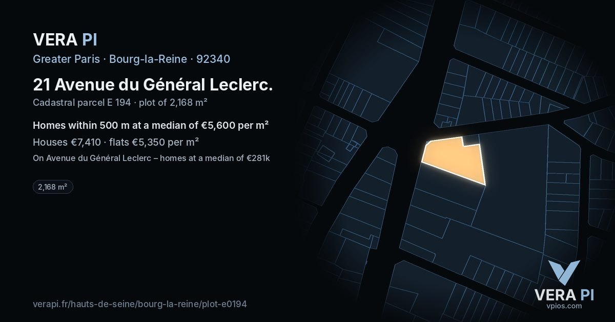 21 Avenue du Général Leclerc, Bourg-la-Reine at night – the plot lit, the parcels around coloured by the prices near them