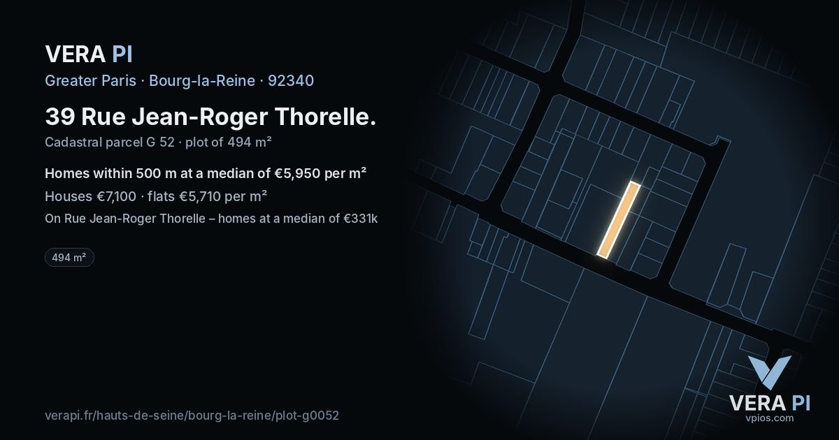 39 Rue Jean-Roger Thorelle, Bourg-la-Reine at night – the plot lit, the parcels around coloured by the prices near them