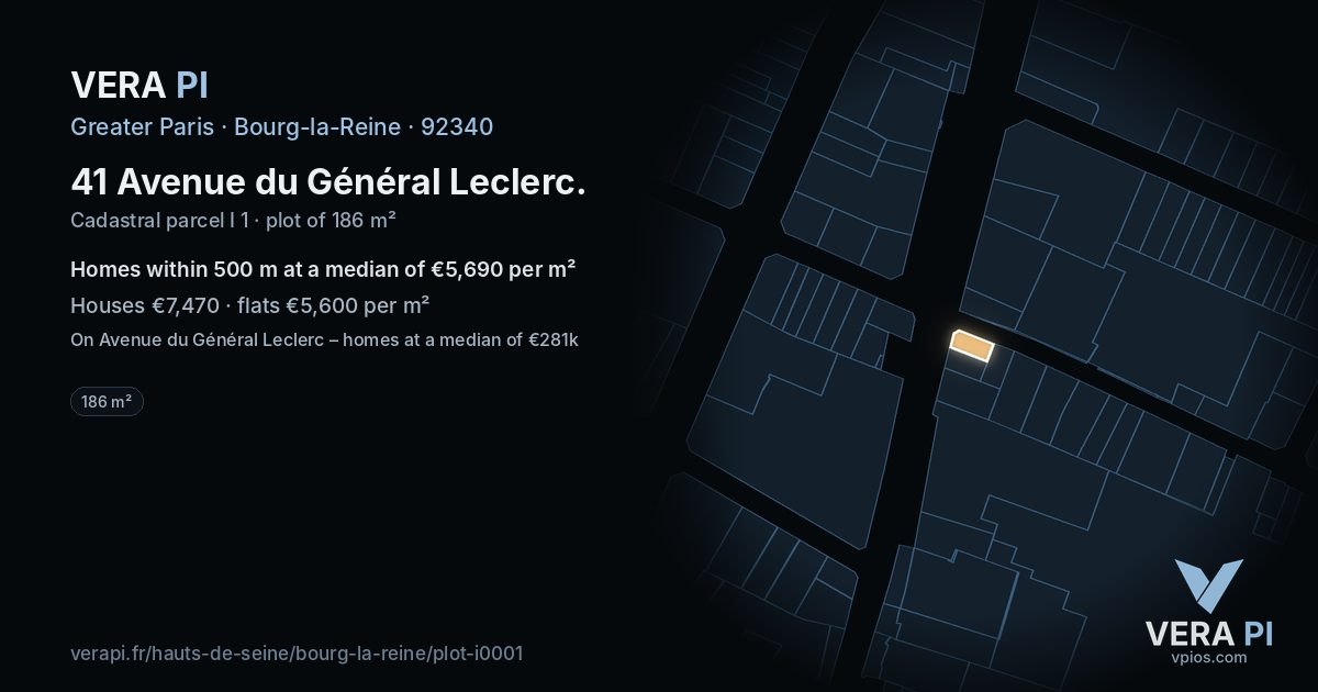 41 Avenue du Général Leclerc, Bourg-la-Reine at night – the plot lit, the parcels around coloured by the prices near them
