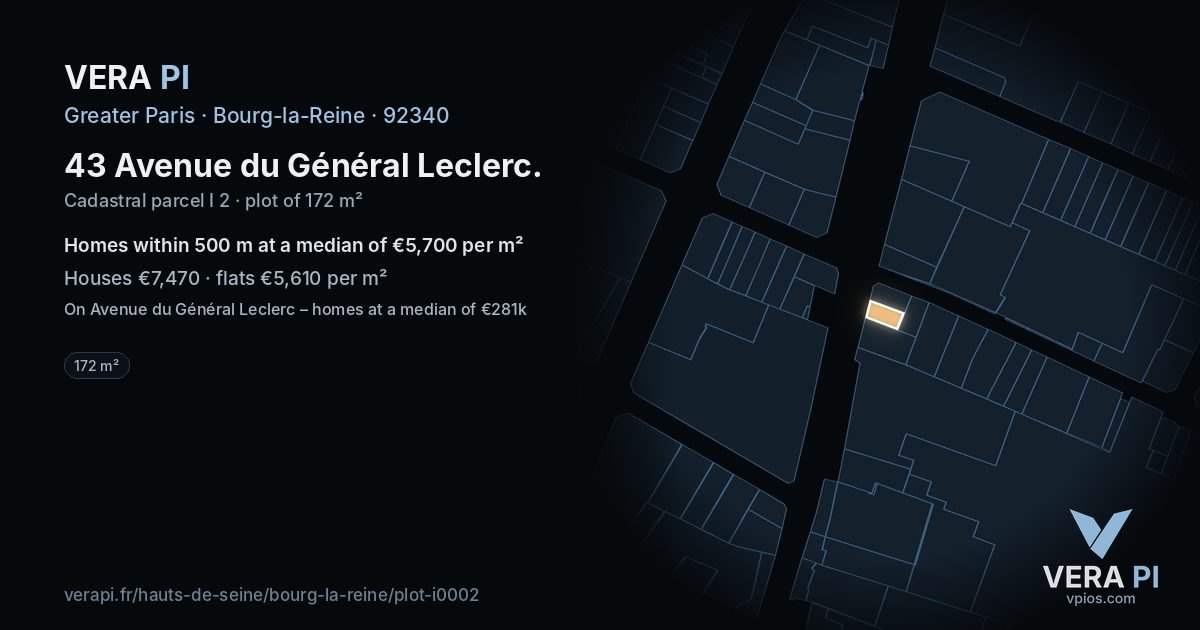 43 Avenue du Général Leclerc, Bourg-la-Reine at night – the plot lit, the parcels around coloured by the prices near them