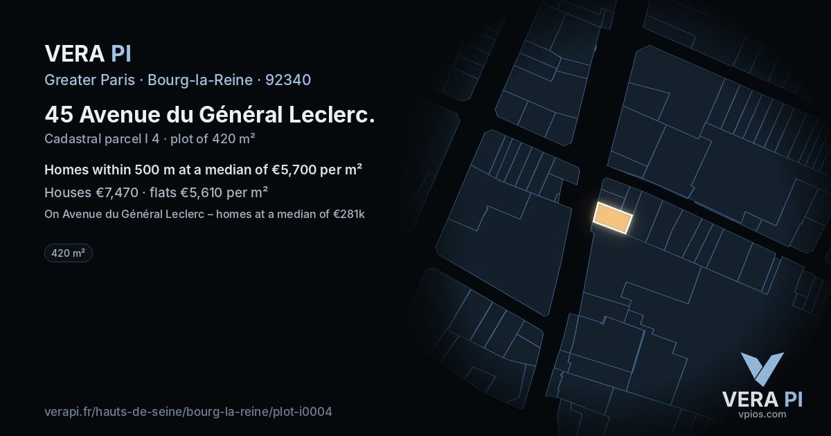 45 Avenue du Général Leclerc, Bourg-la-Reine at night – the plot lit, the parcels around coloured by the prices near them