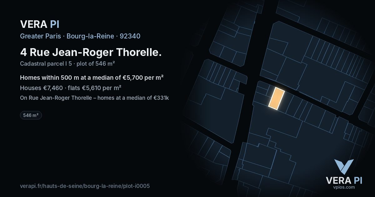 4 Rue Jean-Roger Thorelle, Bourg-la-Reine at night – the plot lit, the parcels around coloured by the prices near them