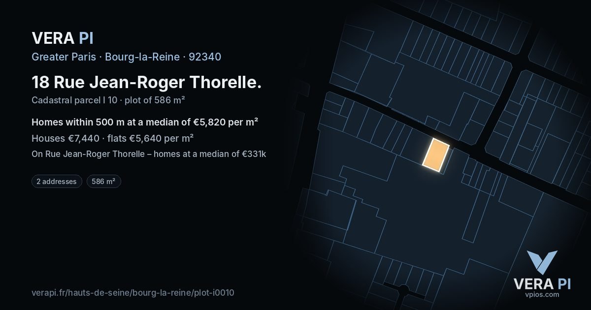18 Rue Jean-Roger Thorelle, Bourg-la-Reine at night – the plot lit, the parcels around coloured by the prices near them