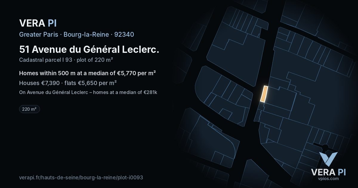 51 Avenue du Général Leclerc, Bourg-la-Reine at night – the plot lit, the parcels around coloured by the prices near them