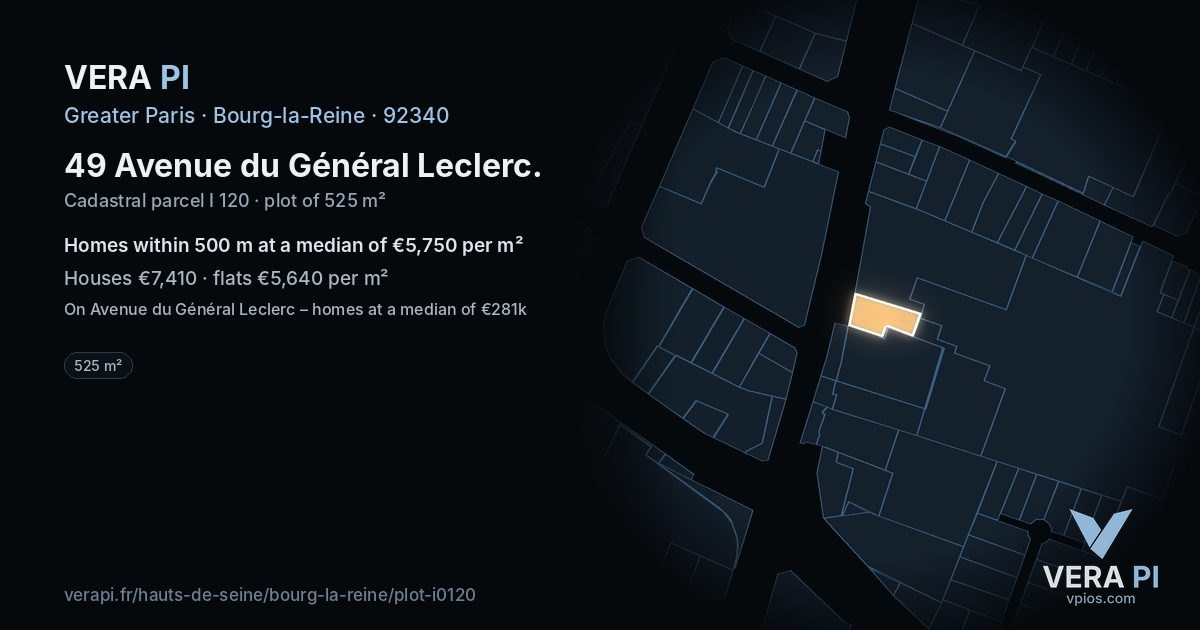 49 Avenue du Général Leclerc, Bourg-la-Reine at night – the plot lit, the parcels around coloured by the prices near them