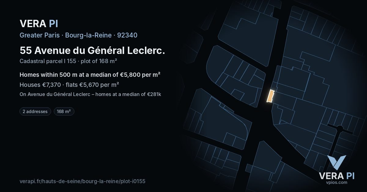 55 Avenue du Général Leclerc, Bourg-la-Reine at night – the plot lit, the parcels around coloured by the prices near them