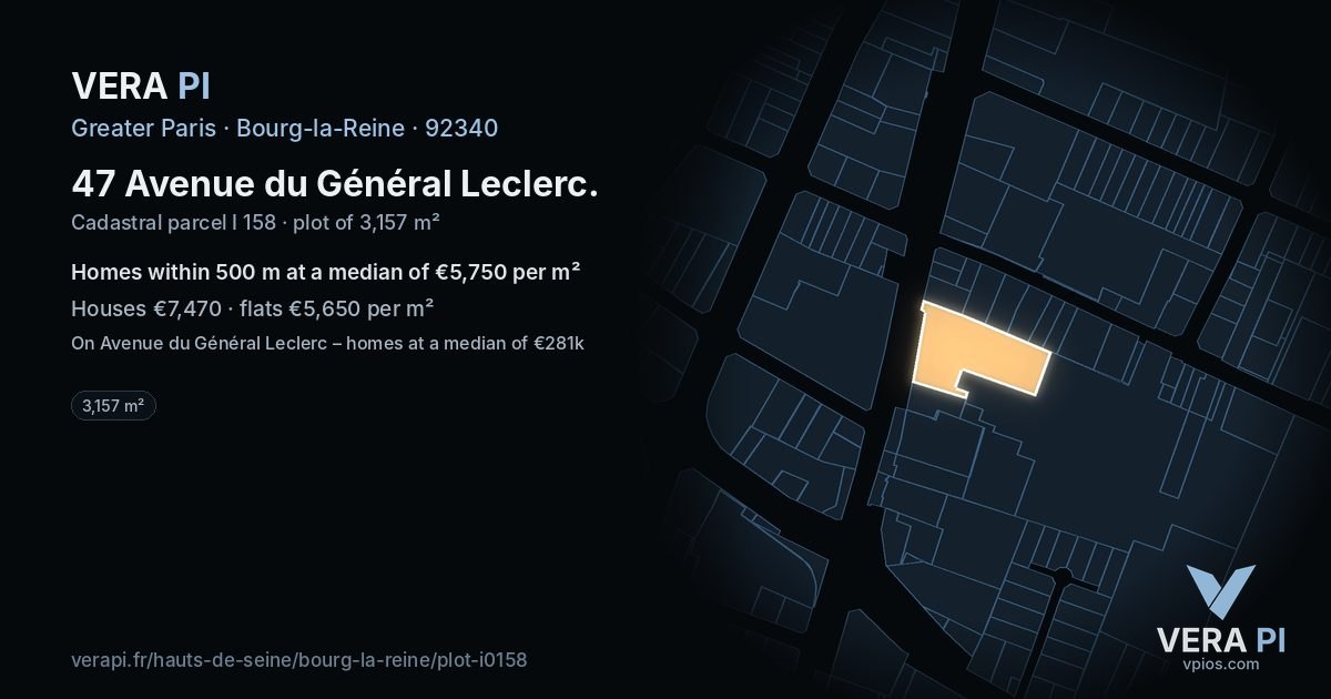 47 Avenue du Général Leclerc, Bourg-la-Reine at night – the plot lit, the parcels around coloured by the prices near them