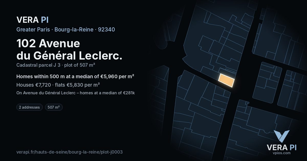 102 Avenue du Général Leclerc, Bourg-la-Reine at night – the plot lit, the parcels around coloured by the prices near them