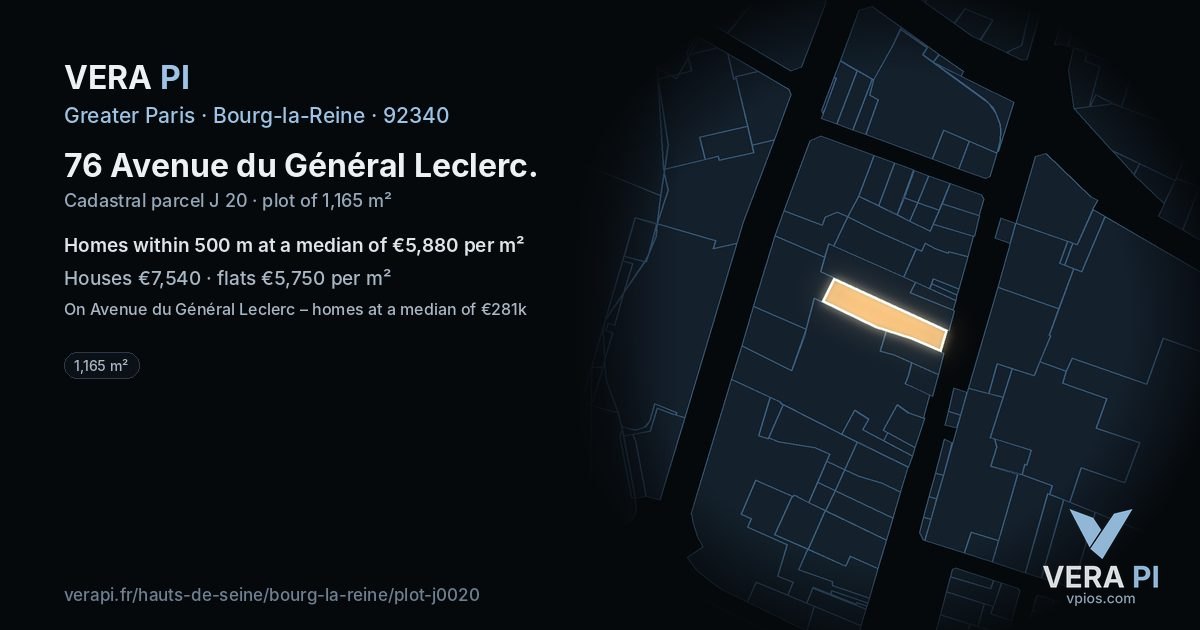 76 Avenue du Général Leclerc, Bourg-la-Reine at night – the plot lit, the parcels around coloured by the prices near them