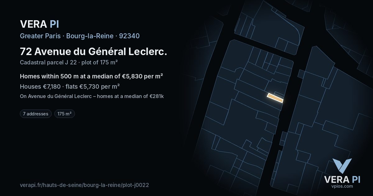 72 Avenue du Général Leclerc, Bourg-la-Reine at night – the plot lit, the parcels around coloured by the prices near them