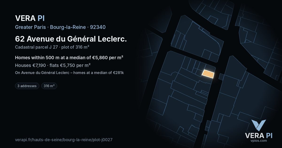 62 Avenue du Général Leclerc, Bourg-la-Reine at night – the plot lit, the parcels around coloured by the prices near them