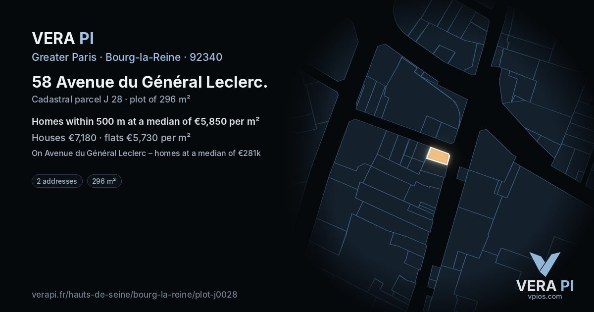 58 Avenue du Général Leclerc, Bourg-la-Reine at night – the plot lit, the parcels around coloured by the prices near them