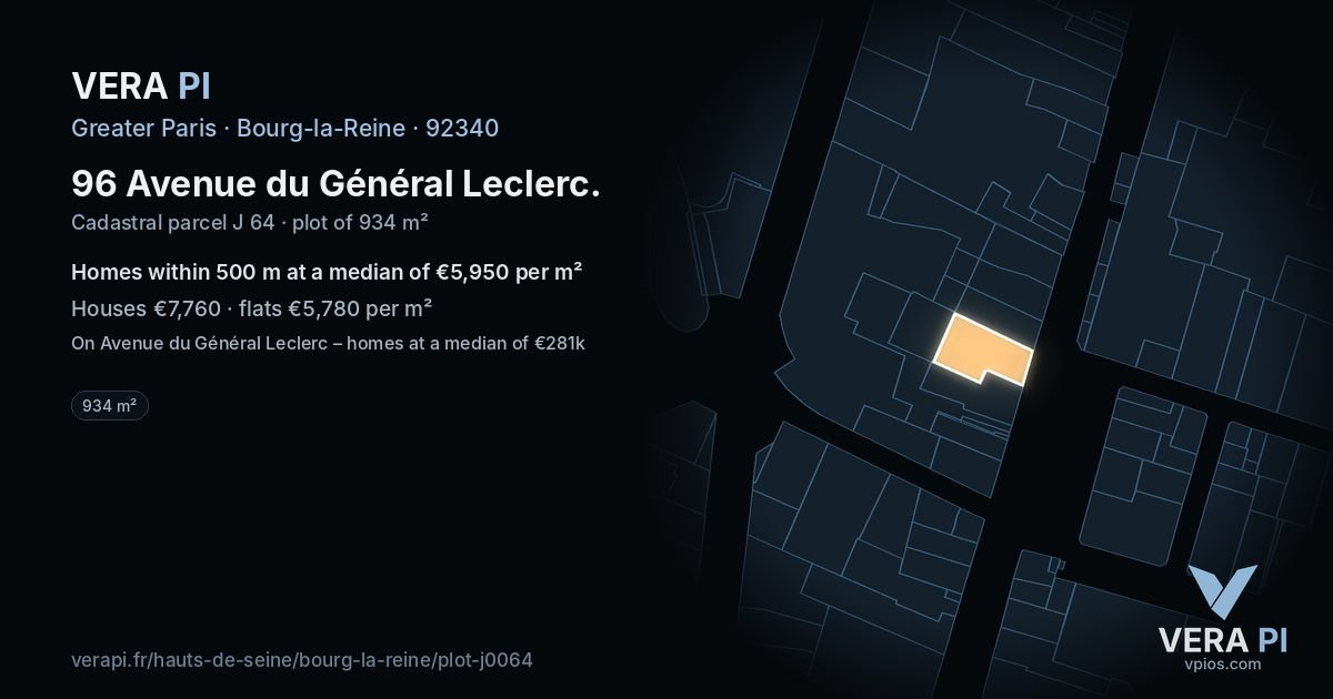 96 Avenue du Général Leclerc, Bourg-la-Reine at night – the plot lit, the parcels around coloured by the prices near them