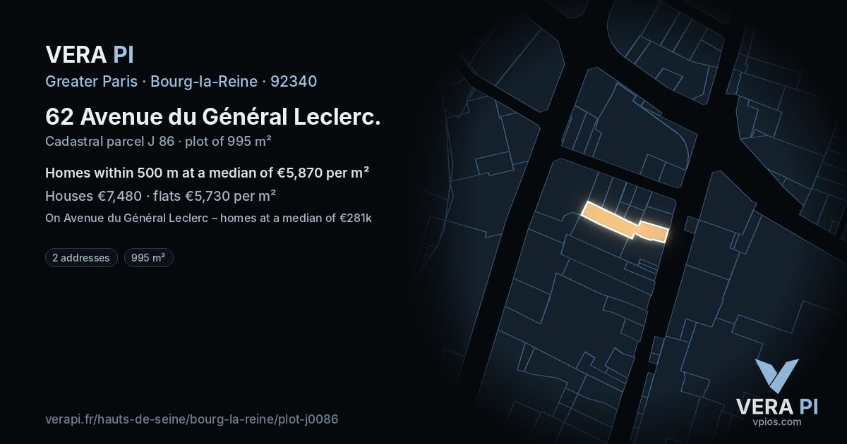 62 Avenue du Général Leclerc, Bourg-la-Reine at night – the plot lit, the parcels around coloured by the prices near them