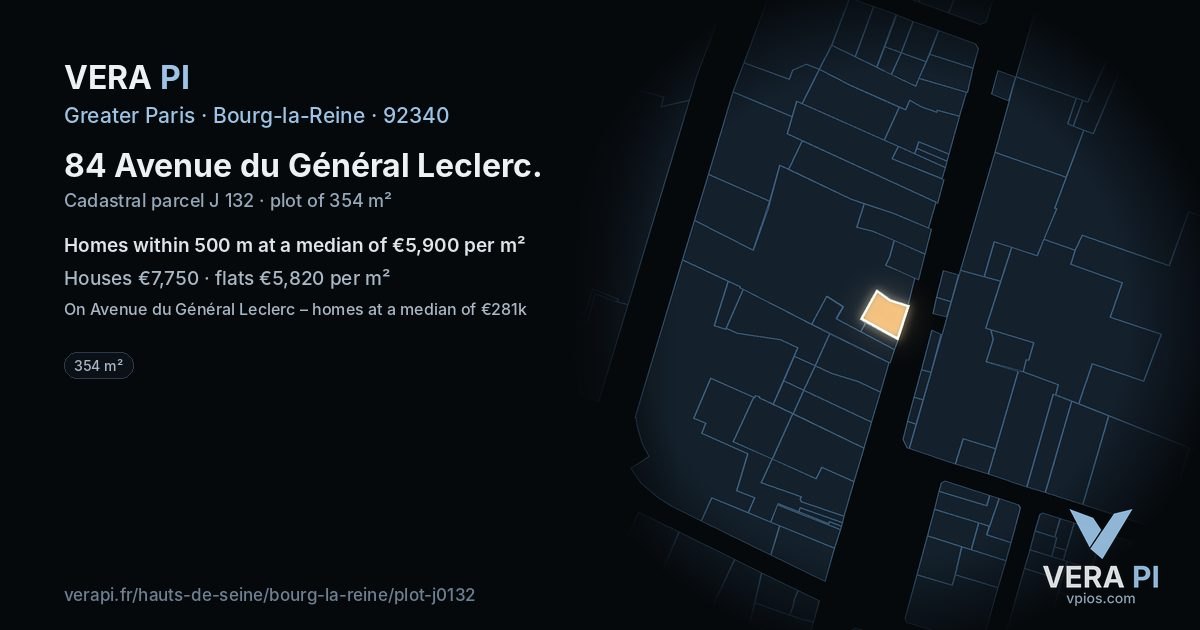 84 Avenue du Général Leclerc, Bourg-la-Reine at night – the plot lit, the parcels around coloured by the prices near them