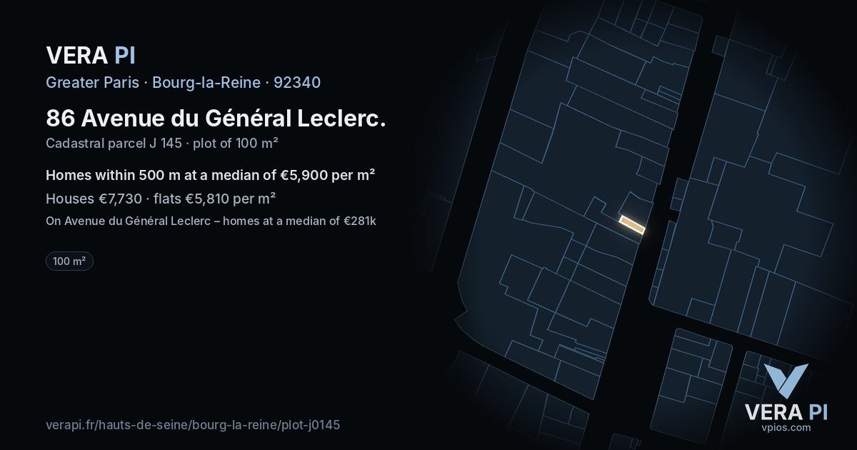 86 Avenue du Général Leclerc, Bourg-la-Reine at night – the plot lit, the parcels around coloured by the prices near them