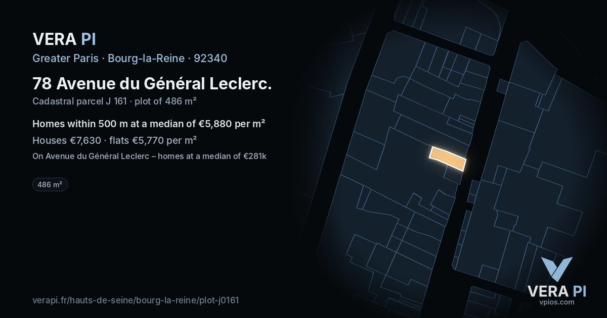 78 Avenue du Général Leclerc, Bourg-la-Reine at night – the plot lit, the parcels around coloured by the prices near them