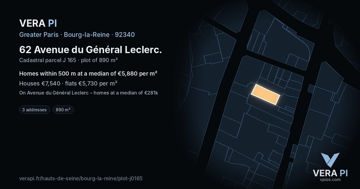 62 Avenue du Général Leclerc, Bourg-la-Reine at night – the plot lit, the parcels around coloured by the prices near them