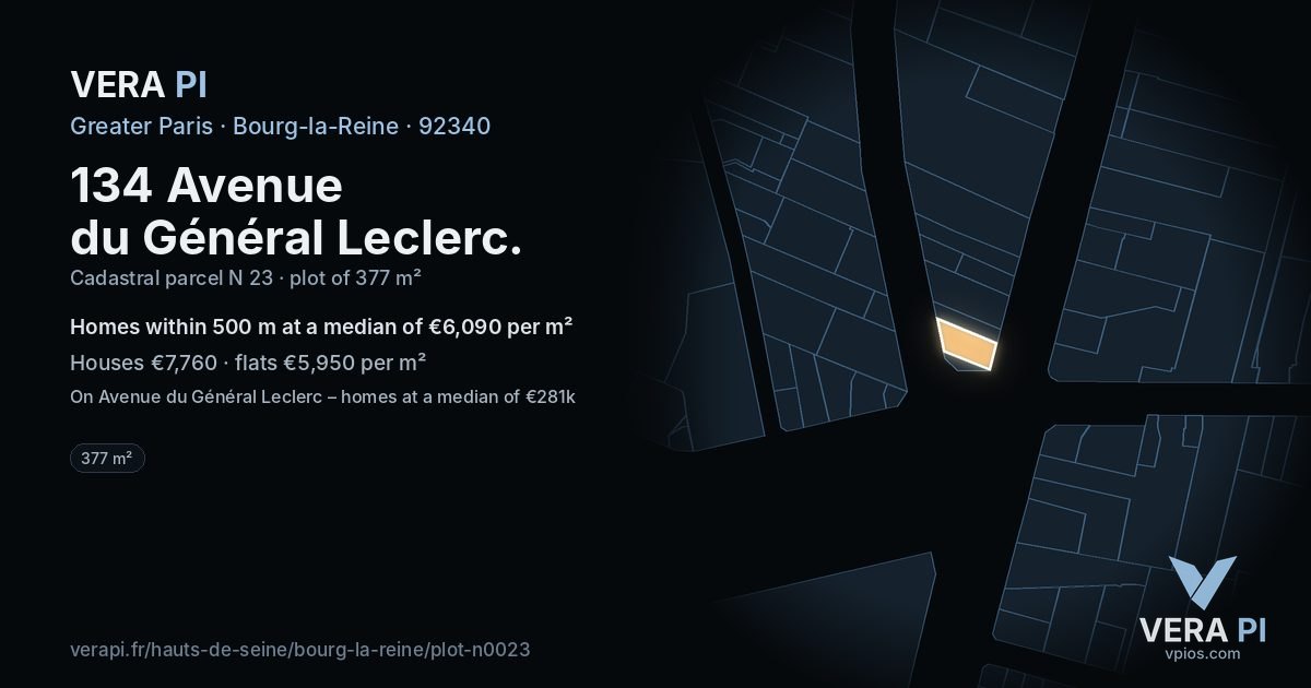 134 Avenue du Général Leclerc, Bourg-la-Reine at night – the plot lit, the parcels around coloured by the prices near them