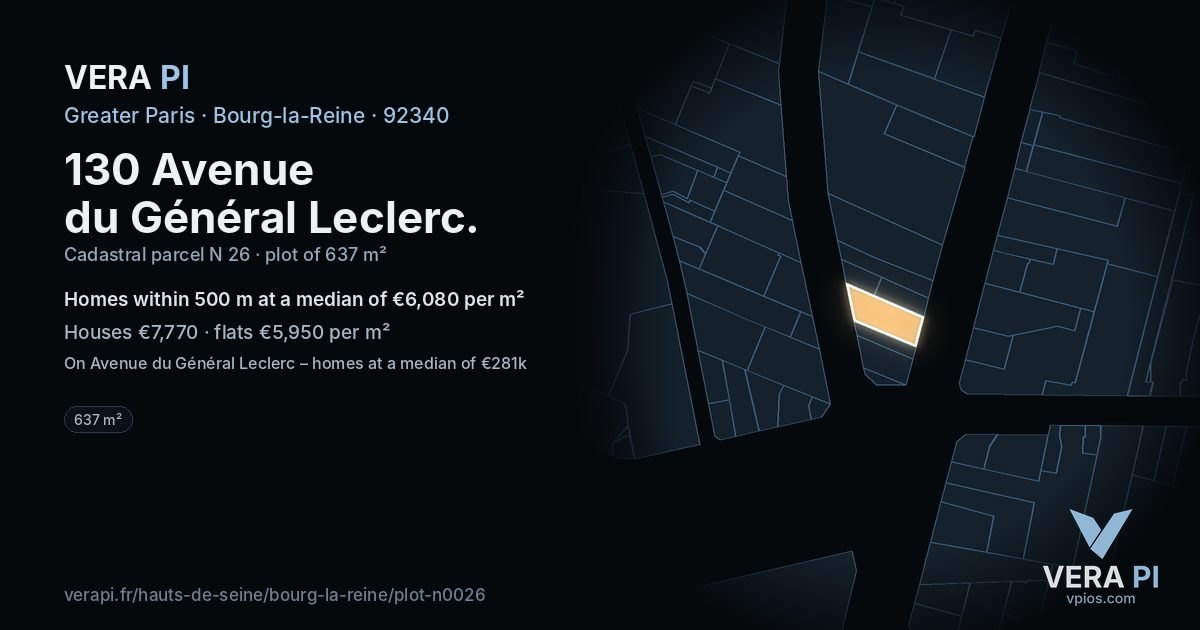 130 Avenue du Général Leclerc, Bourg-la-Reine at night – the plot lit, the parcels around coloured by the prices near them