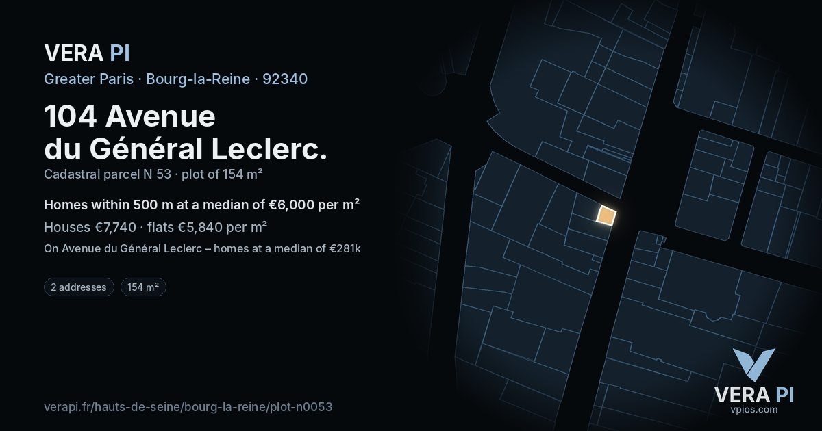 104 Avenue du Général Leclerc, Bourg-la-Reine at night – the plot lit, the parcels around coloured by the prices near them