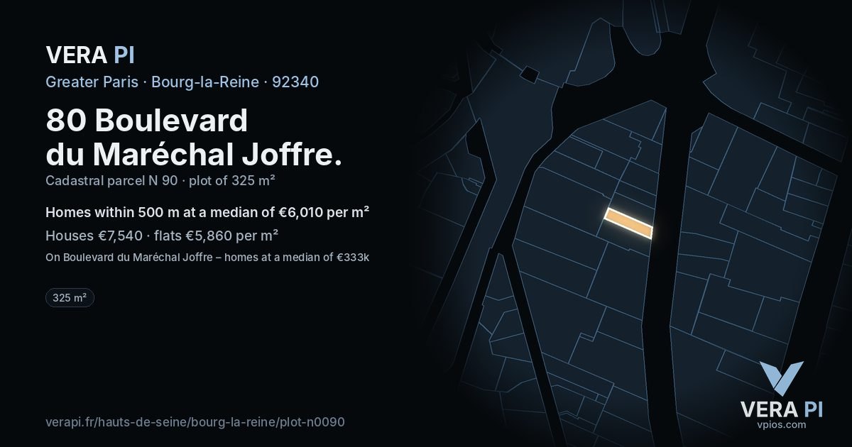80 Boulevard du Maréchal Joffre, Bourg-la-Reine at night – the plot lit, the parcels around coloured by the prices near them
