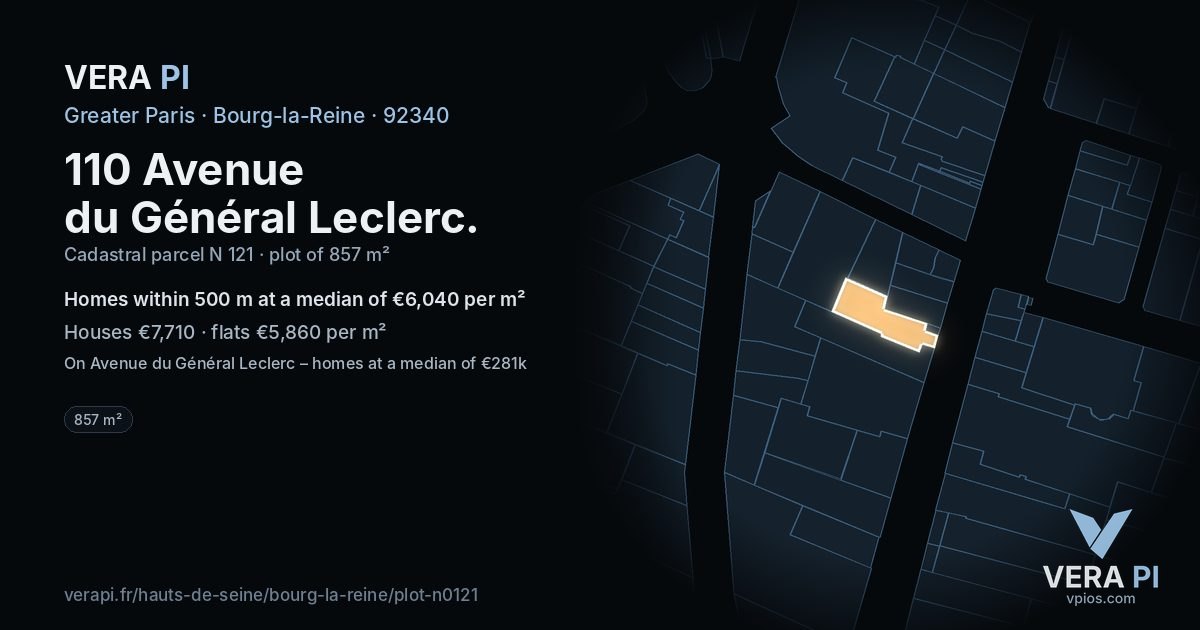 110 Avenue du Général Leclerc, Bourg-la-Reine at night – the plot lit, the parcels around coloured by the prices near them