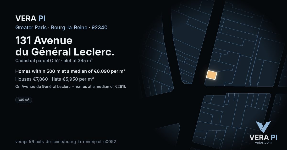 131 Avenue du Général Leclerc, Bourg-la-Reine at night – the plot lit, the parcels around coloured by the prices near them