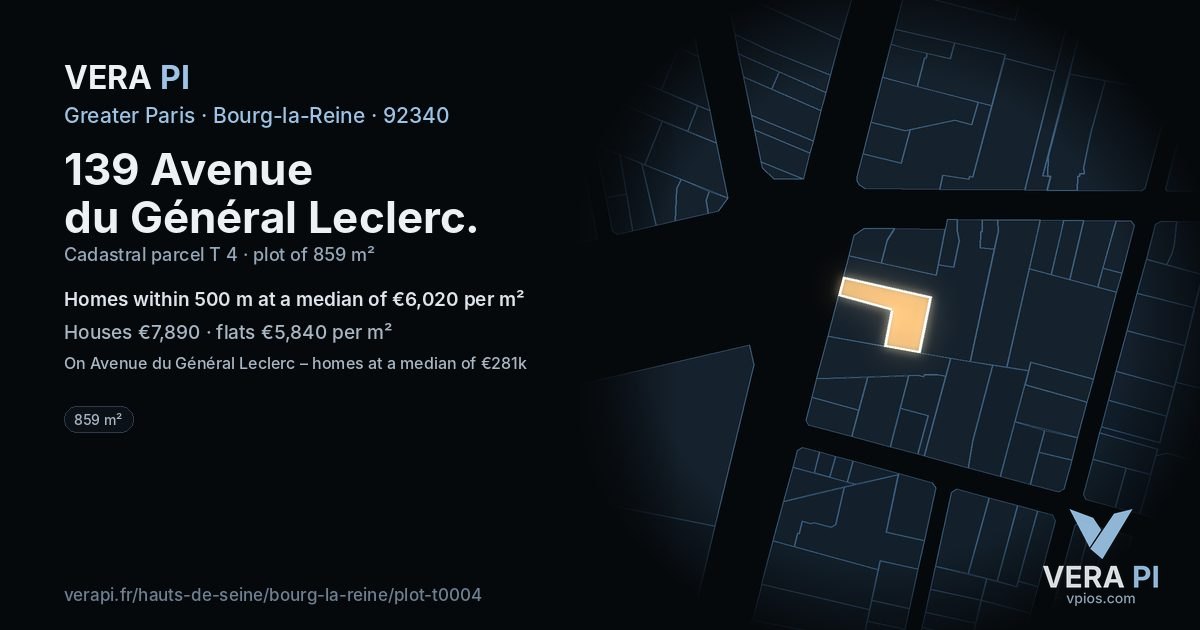 139 Avenue du Général Leclerc, Bourg-la-Reine at night – the plot lit, the parcels around coloured by the prices near them