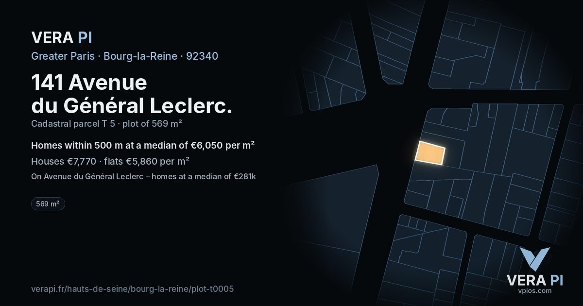 141 Avenue du Général Leclerc, Bourg-la-Reine at night – the plot lit, the parcels around coloured by the prices near them