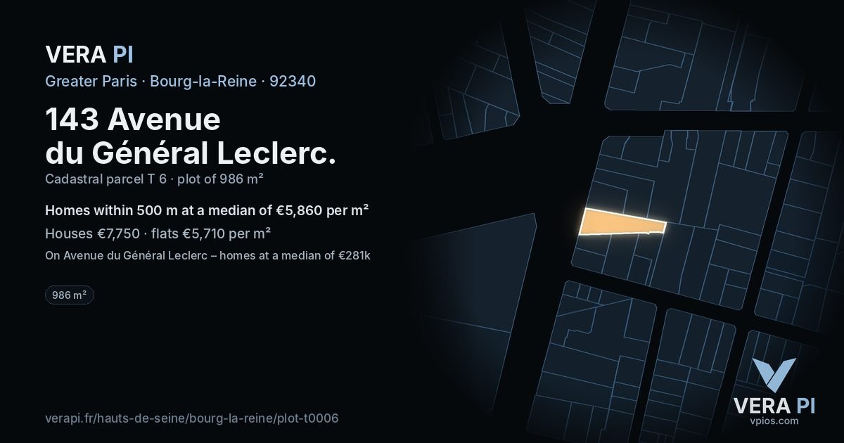 143 Avenue du Général Leclerc, Bourg-la-Reine at night – the plot lit, the parcels around coloured by the prices near them