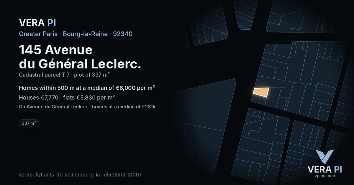 145 Avenue du Général Leclerc, Bourg-la-Reine at night – the plot lit, the parcels around coloured by the prices near them