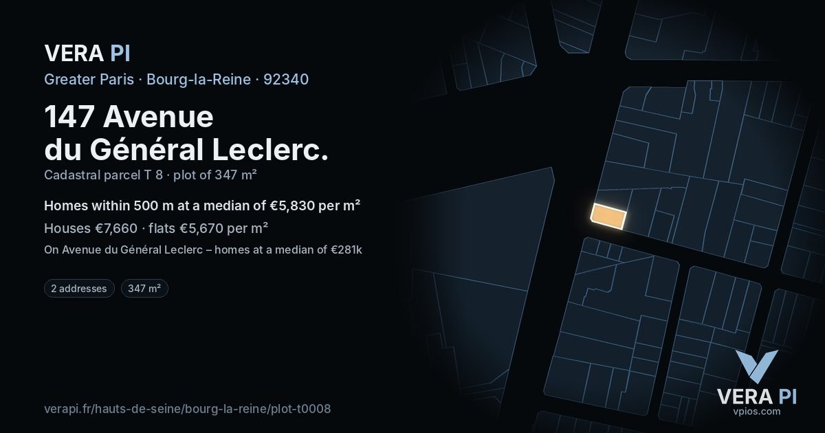 147 Avenue du Général Leclerc, Bourg-la-Reine at night – the plot lit, the parcels around coloured by the prices near them