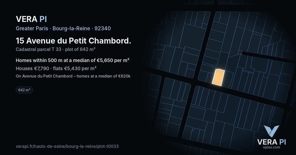 15 Avenue du Petit Chambord, Bourg-la-Reine at night – the plot lit, the parcels around coloured by the prices near them