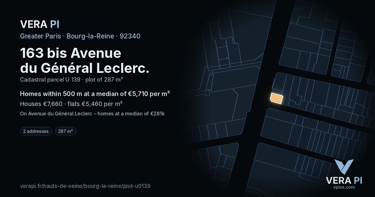 163 bis Avenue du Général Leclerc, Bourg-la-Reine at night – the plot lit, the parcels around coloured by the prices near them