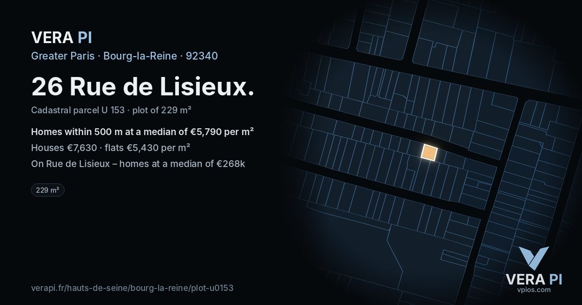 26 Rue de Lisieux, Bourg-la-Reine at night – the plot lit, the parcels around coloured by the prices near them