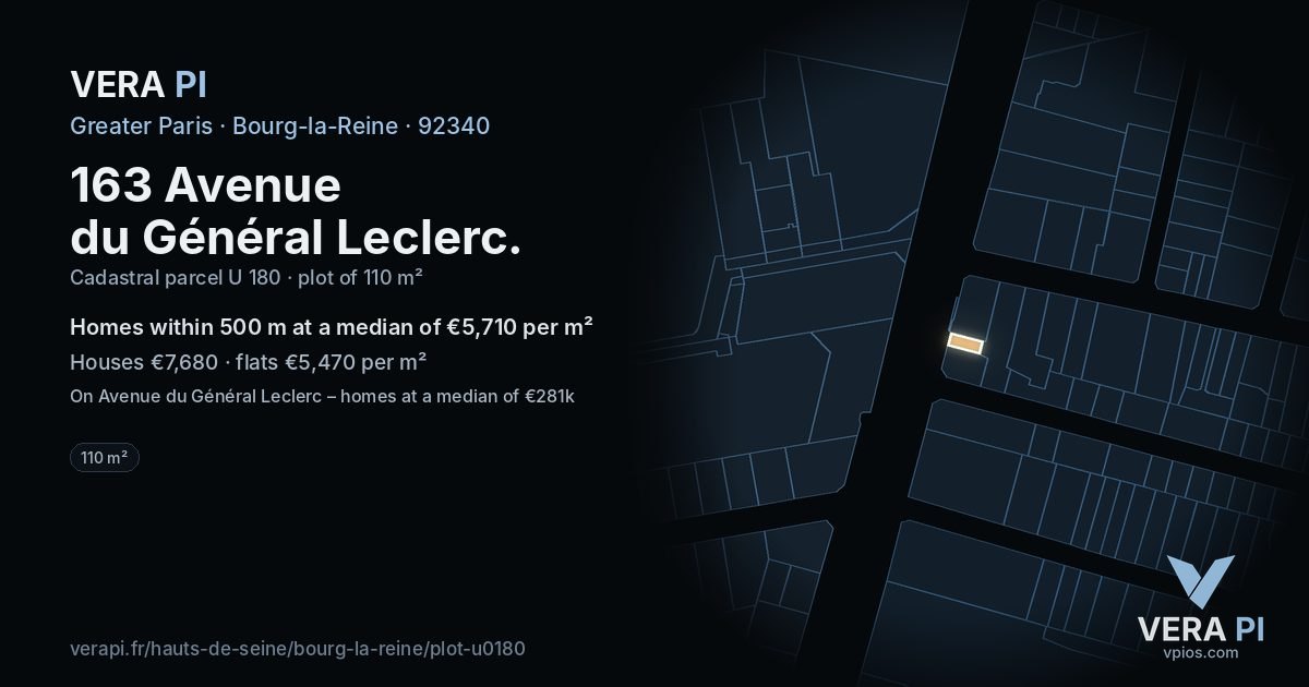 163 Avenue du Général Leclerc, Bourg-la-Reine at night – the plot lit, the parcels around coloured by the prices near them