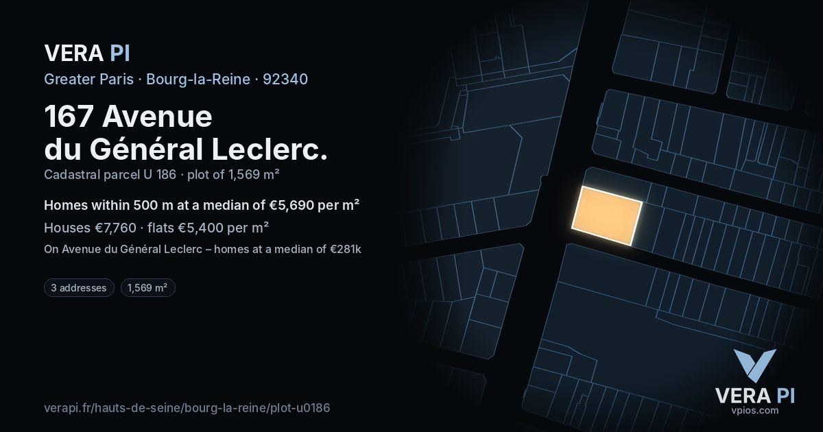167 Avenue du Général Leclerc, Bourg-la-Reine at night – the plot lit, the parcels around coloured by the prices near them