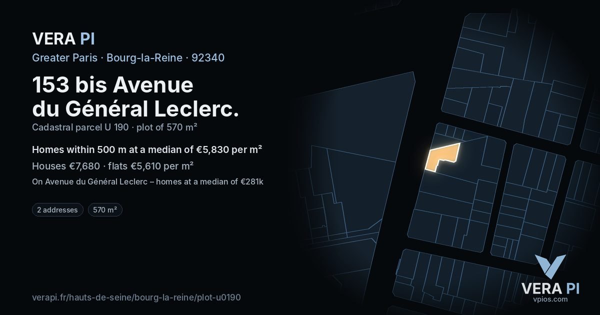 153 bis Avenue du Général Leclerc, Bourg-la-Reine at night – the plot lit, the parcels around coloured by the prices near them