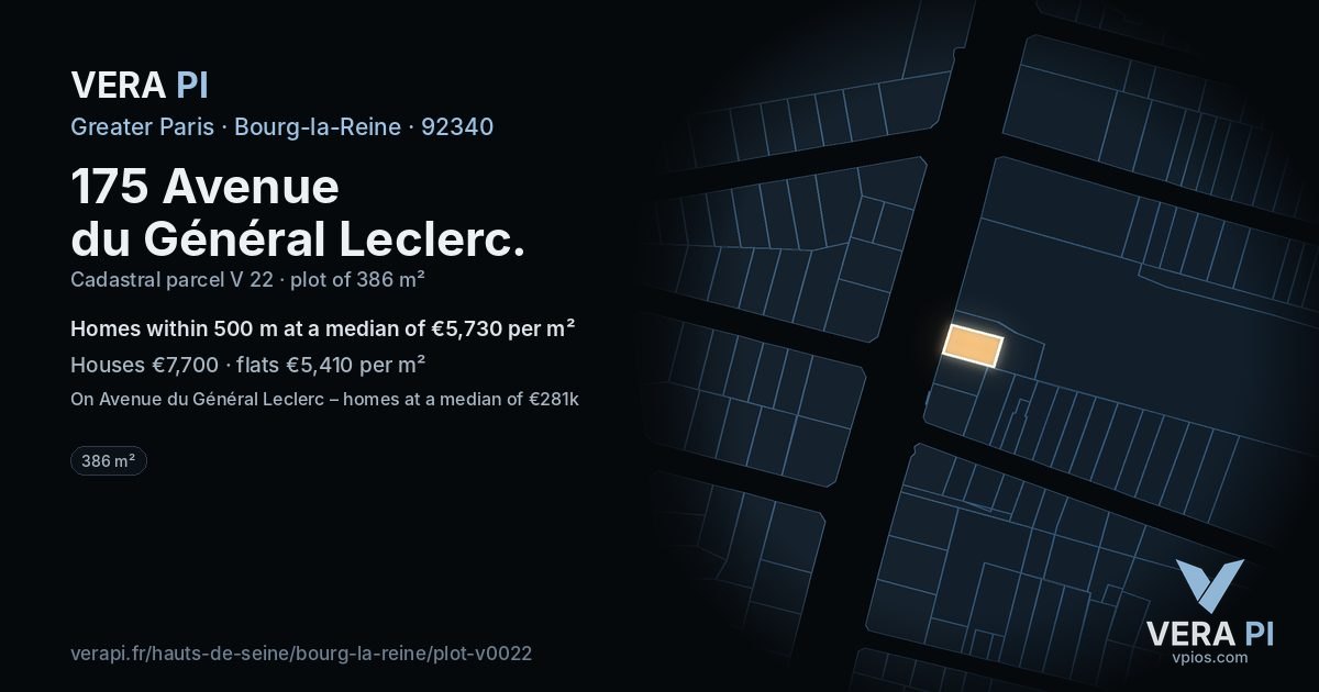 175 Avenue du Général Leclerc, Bourg-la-Reine at night – the plot lit, the parcels around coloured by the prices near them