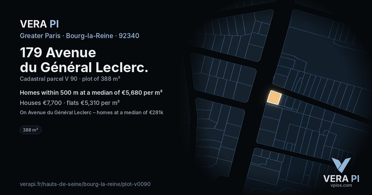 179 Avenue du Général Leclerc, Bourg-la-Reine at night – the plot lit, the parcels around coloured by the prices near them