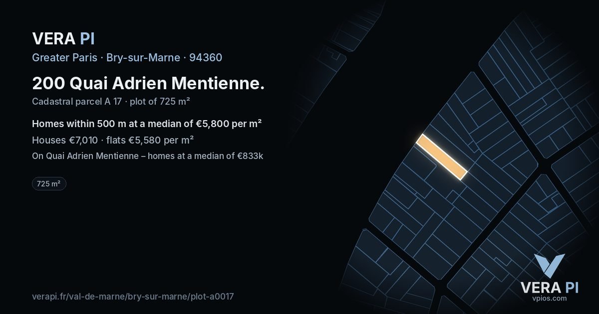 200 Quai Adrien Mentienne, Bry-sur-Marne at night – the plot lit, the parcels around coloured by the prices near them