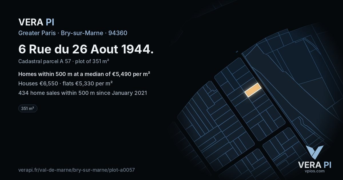 6 Rue du 26 Aout 1944, Bry-sur-Marne at night – the plot lit, the parcels around coloured by the prices near them