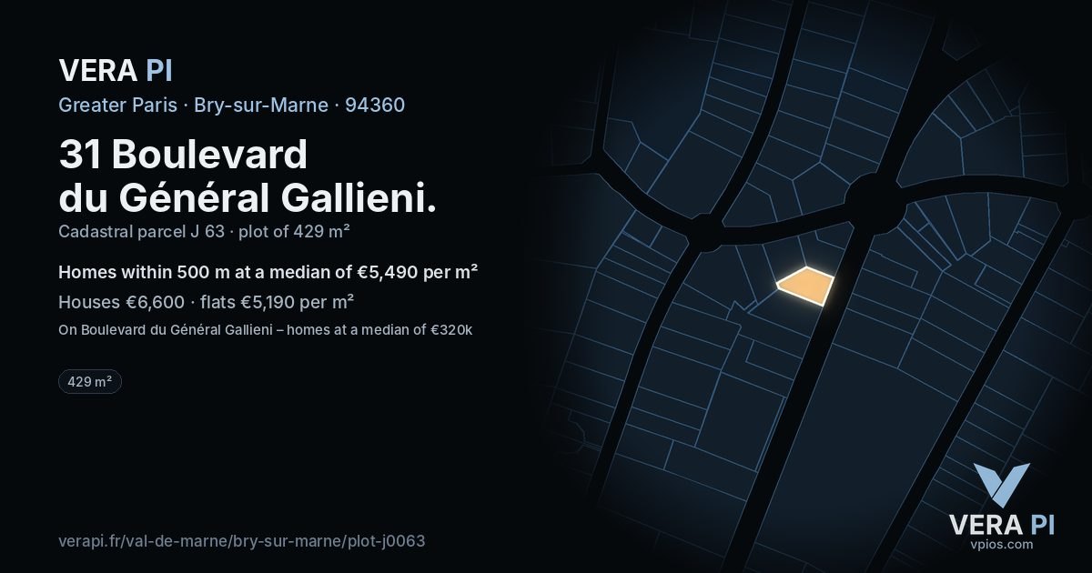31 Boulevard du Général Gallieni, Bry-sur-Marne at night – the plot lit, the parcels around coloured by the prices near them