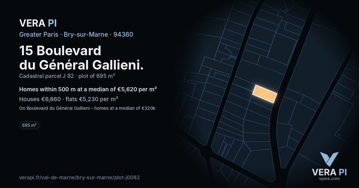 15 Boulevard du Général Gallieni, Bry-sur-Marne at night – the plot lit, the parcels around coloured by the prices near them