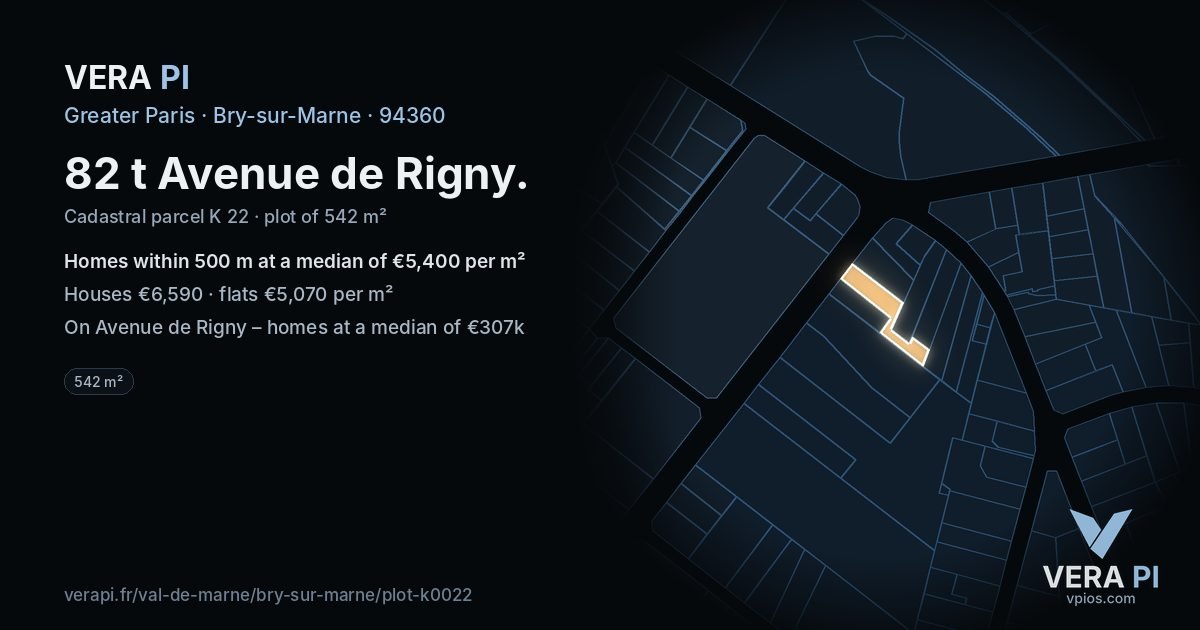 82 t Avenue de Rigny, Bry-sur-Marne at night – the plot lit, the parcels around coloured by the prices near them