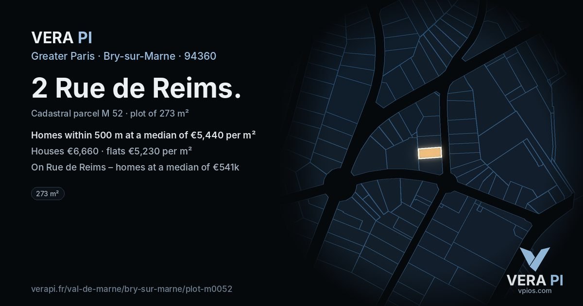 2 Rue de Reims, Bry-sur-Marne at night – the plot lit, the parcels around coloured by the prices near them